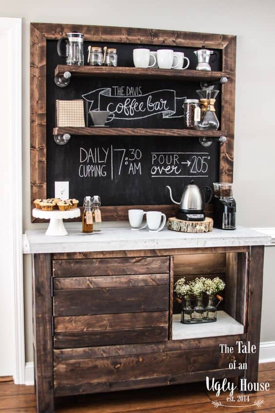 6. CONCRETE TOP, RUSTIC WOOD AND CHALKBOARD