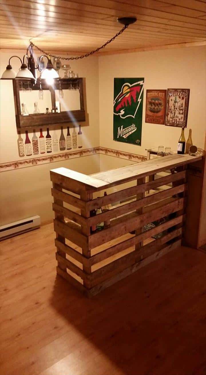 handcrafted wooden pallet bar