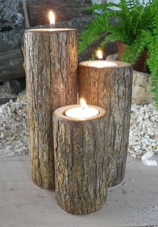 8. LOGS AS CANDLE HOLDERS