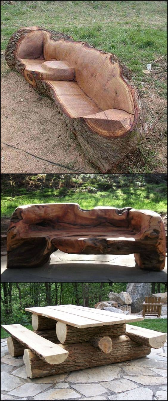 37. EPIC SCULPTED LOG COUCH 