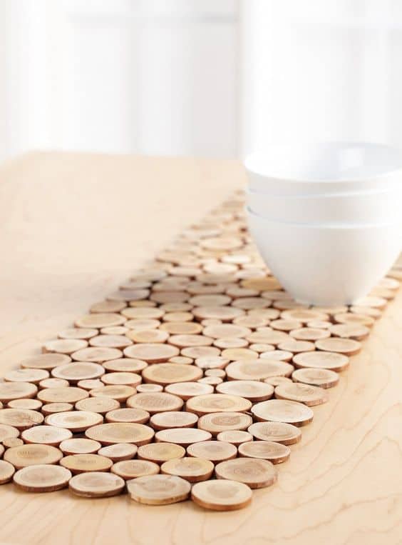 10. CREATE WOOD SLICES TABLE RUNNERS