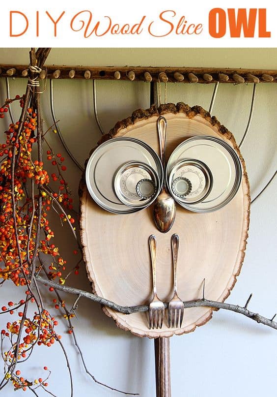 4. DIY WOOD SLICE OWL