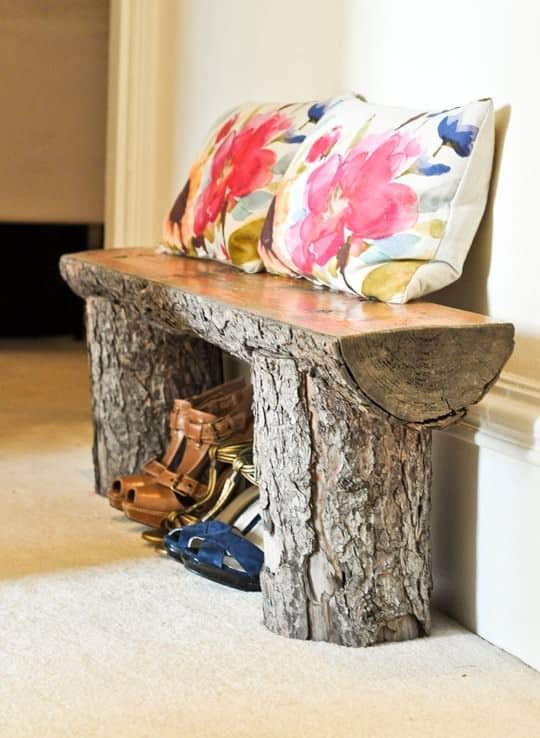 23.  DIY LOG BENCH