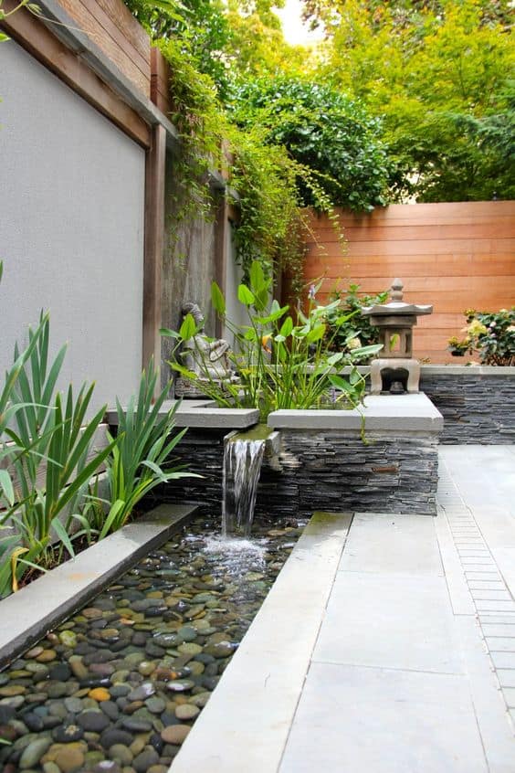 22. Water features bordering a small yard