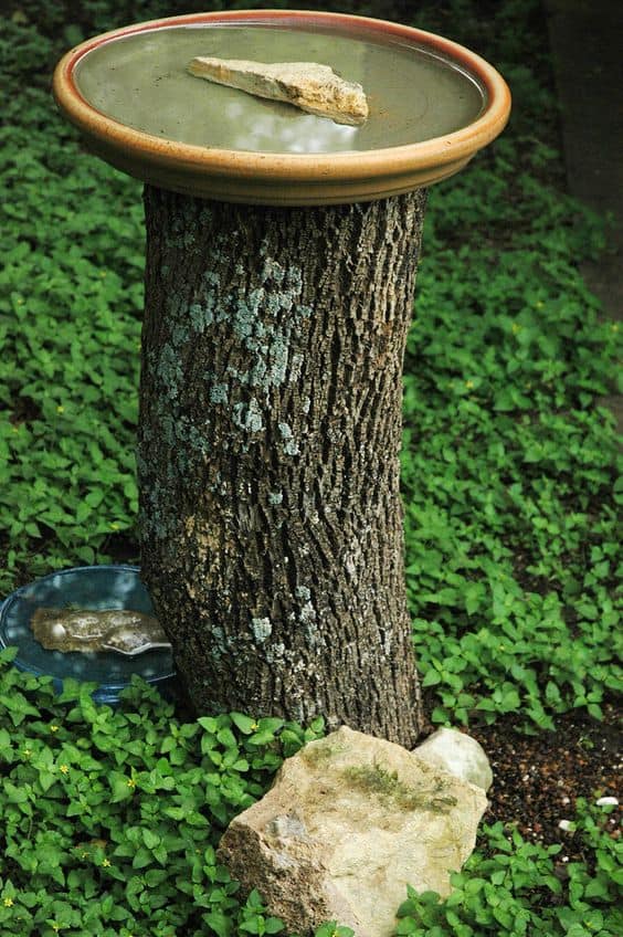 36. CLAY BIRD TRAY ON A STUMP