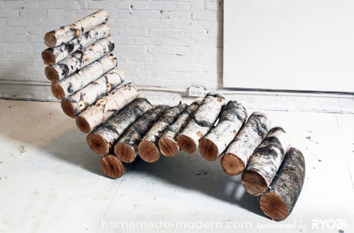 15. LOUNGE CHAIR SHAPED WITH WOOD STUMPS