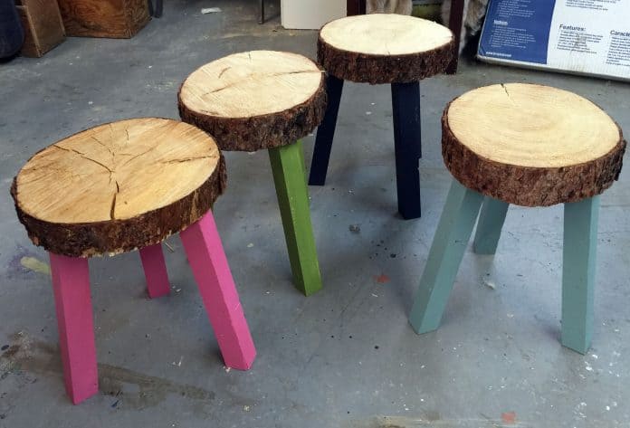 13. WOOD SLICES BECOME STOOLS