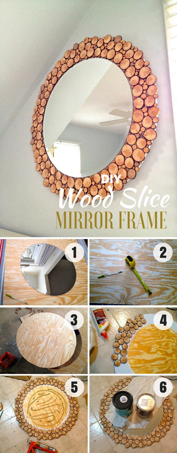 16. DIY WOOD SLICES MIRROR 