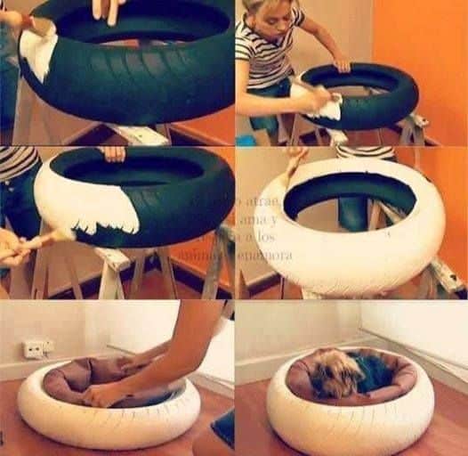4. RE-PURPOSE MOTORCYCLE TIRE DOG BED