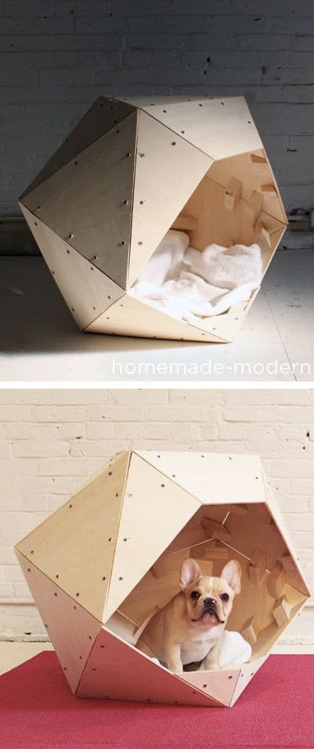20. WOODEN GEOMETRIC DOG BED 