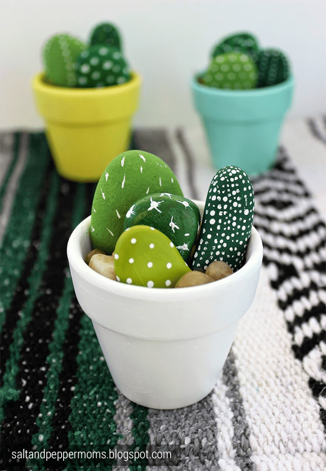 22. ADORABLE PAINTED ROCKS AS FAUX CACTI 