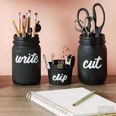 14. CREATE DESK MASON JAR ORGANIZERS