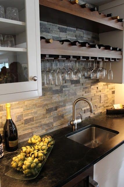 31. CRAFTY WOODEN BAR EMBEDDED IN THE KITCHEN CABINET