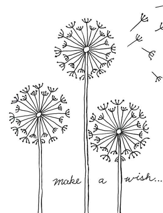 2D dandelion drawing inviting you to make a wish