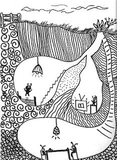 abstract drawing of an underground world as a refuge
