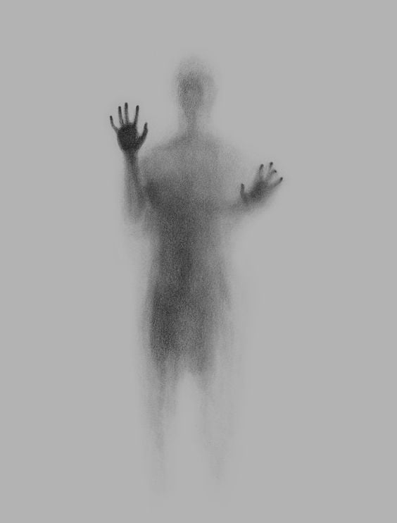 human body beyond matte glass drawing