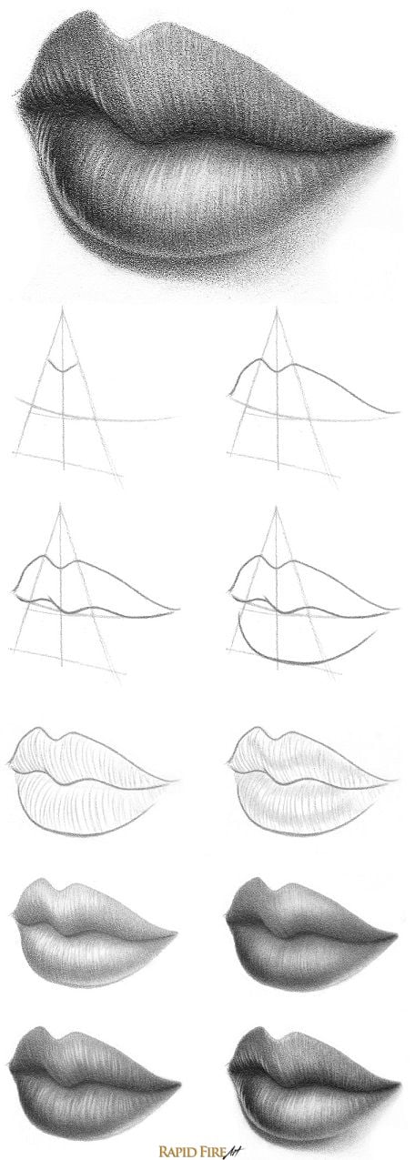 LIPS DRAWING STEP BY STEP