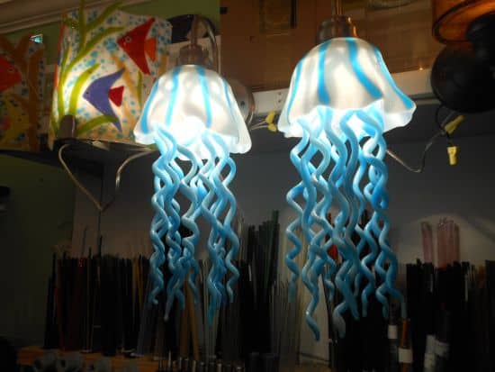 Beautiful blown glass jellyfish lampshade