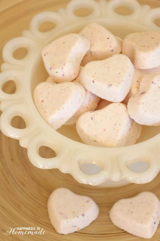 9. HEART SHAPED FIZZY BATH BOMBS