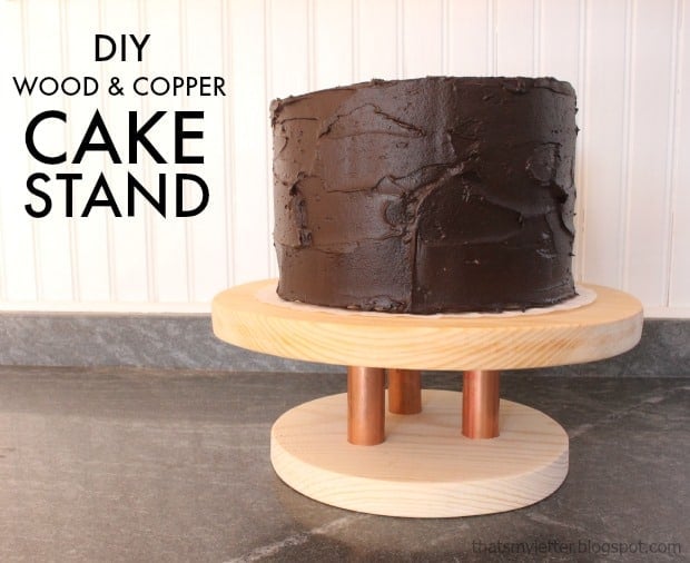 16. DIY WOOD & COPPER CAKE STAND