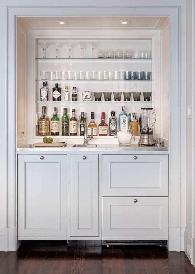 19. APPEALING BUILT IN WALL WHITE BAR