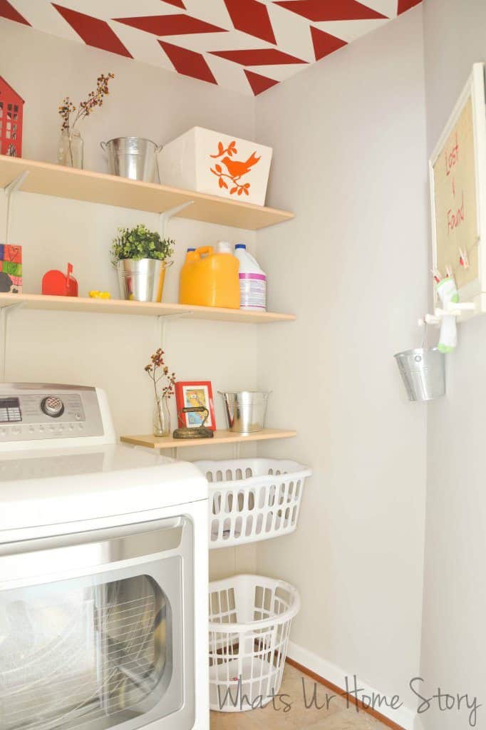 Whats Ur Home Story Laundry room with red accents