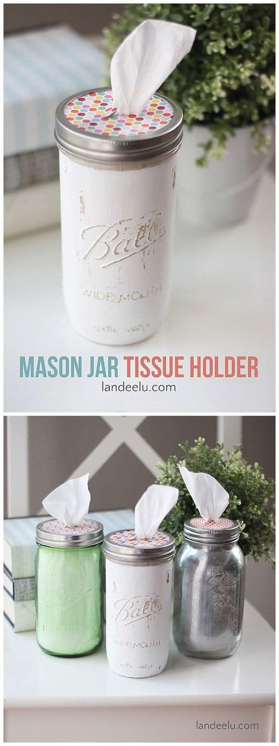 3. EPIC DIY MASON JAR TISSUE HOLDER