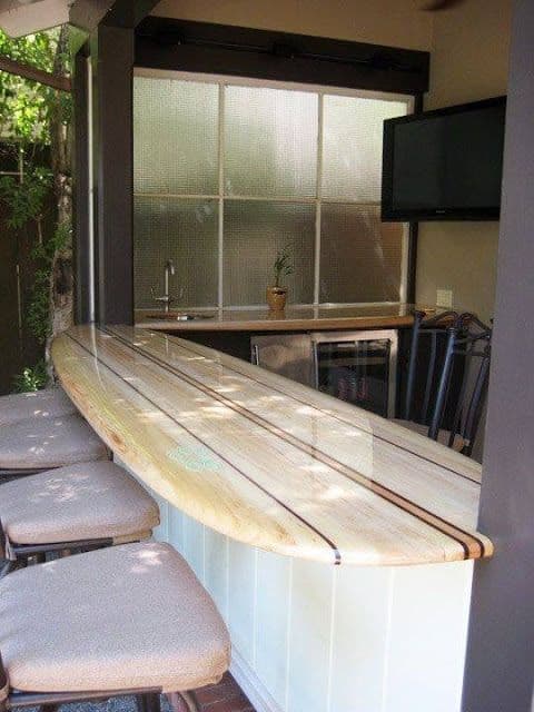 14. EXOTIC SURFBOARD BAR TOP IDEA