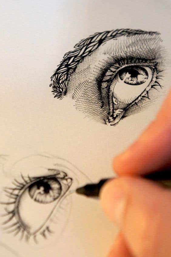 realistic drawing of two eyes