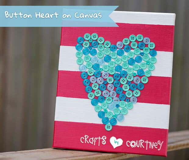 32. BUTTON HEARTS ON A CANVAS
