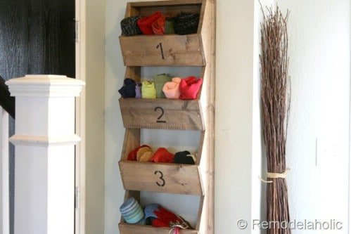 15. Create rustic wall bins if all you need is extra storage
