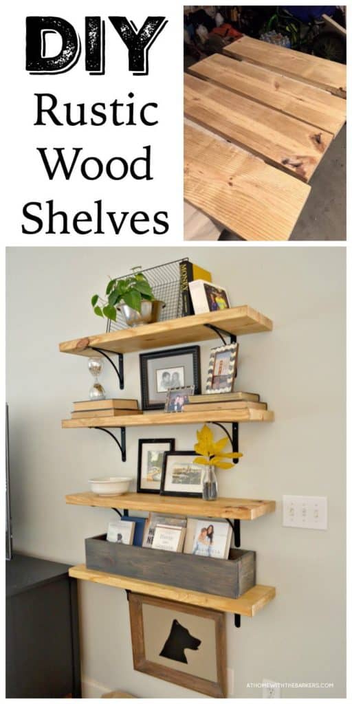 18. Hang a DIY rustic shelving unit on your wall and display your favorite decorations