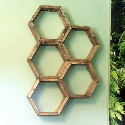 4. Honeycomb shelves look nice but they can also hold a lot of stuff