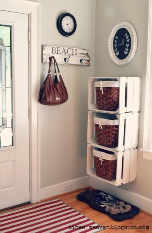 8. Wooden crates can be put to great use as a shelving unit if you only stack them up