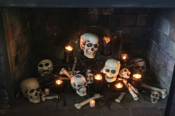 123. DECORATE YOUR FIREPLACE WITH BONES AND SKULLS