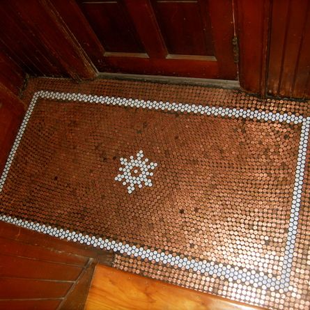  perfect blend of copper coins and ceramic penny tiles
