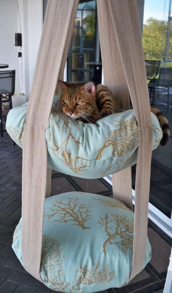 1. EPIC TWO LEVEL CORAL HANGING CAT BED 