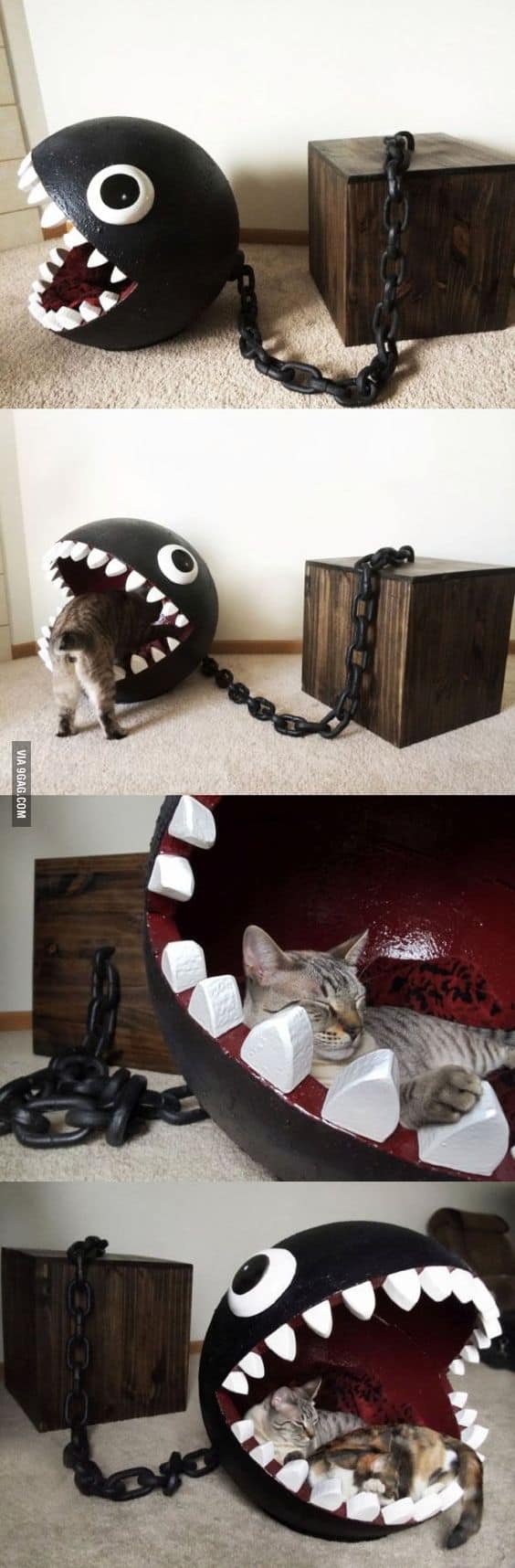 17.  EPIC WRECKING BALL INSPIRED DIY CAT BED