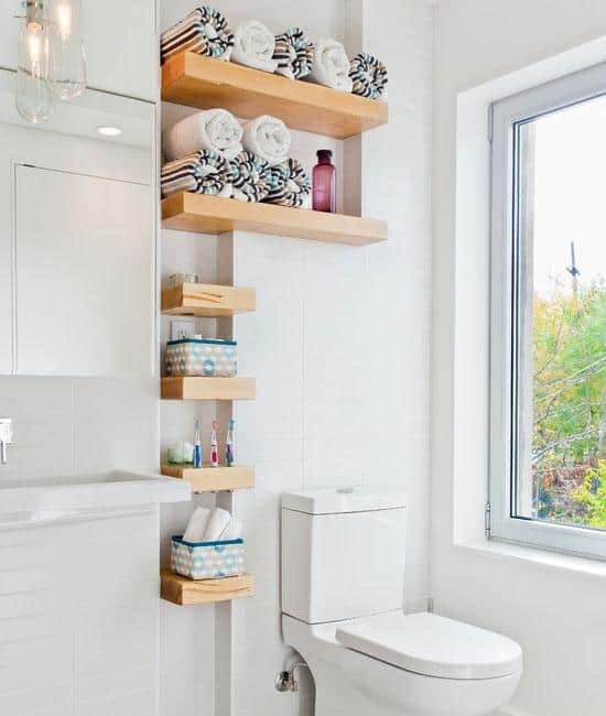 DIY Recessed Shelves in Bathroom Small Bathroom Decorating Ideas on a Budget