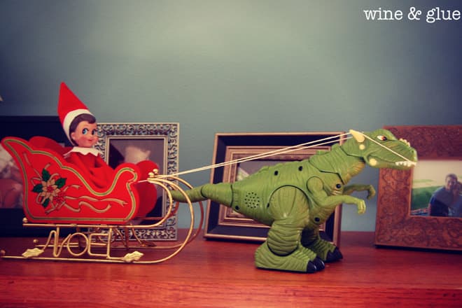 57. Elfie and his T-Rex Sled