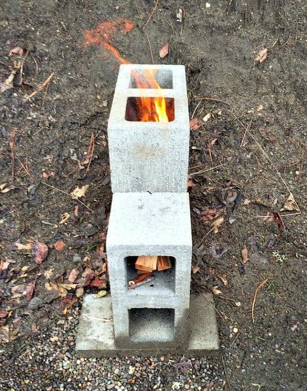  STOVE OUT OF CINDERBLOCKS