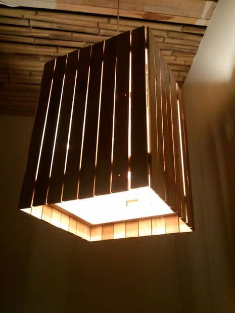 7. Stunning Ceiling Light Made from Reclaimed Wood