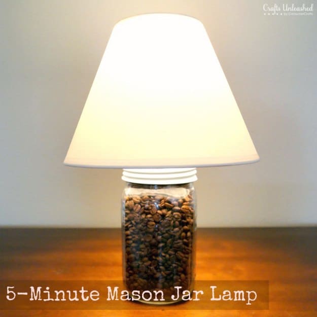 Coffee Bean 5 Minute Mason Jar Lamp