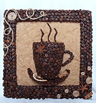 DIY 3D Coffee Cup Picture Decor with Coffee Beans 13