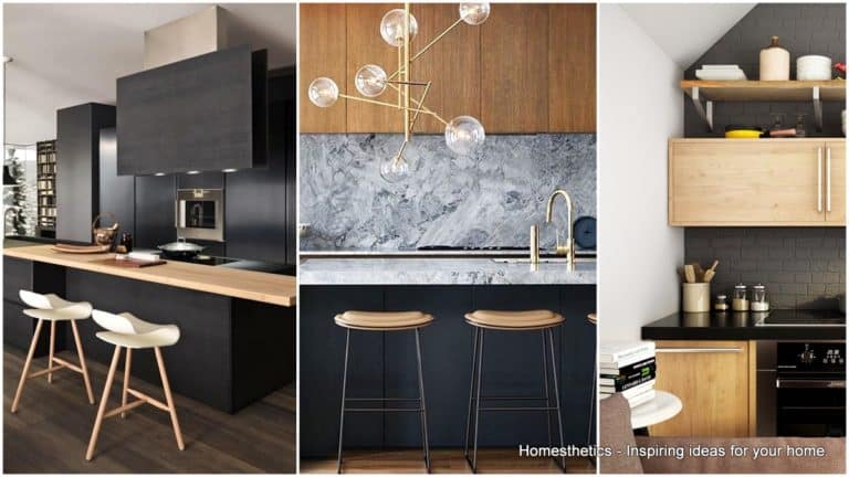 black and wood kitchen designs