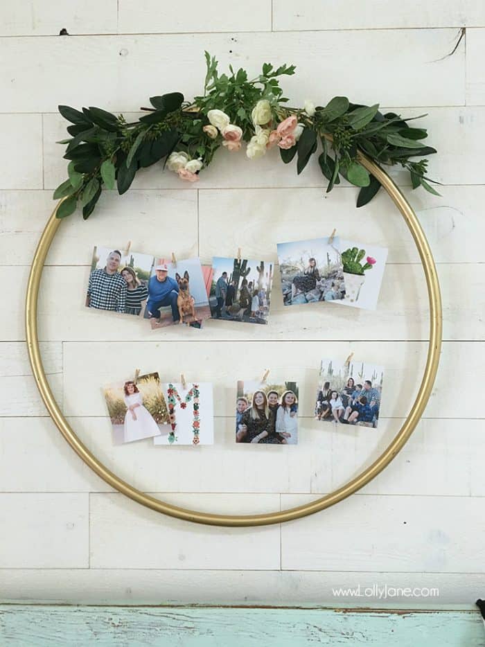 hula hoop gold floral picture display