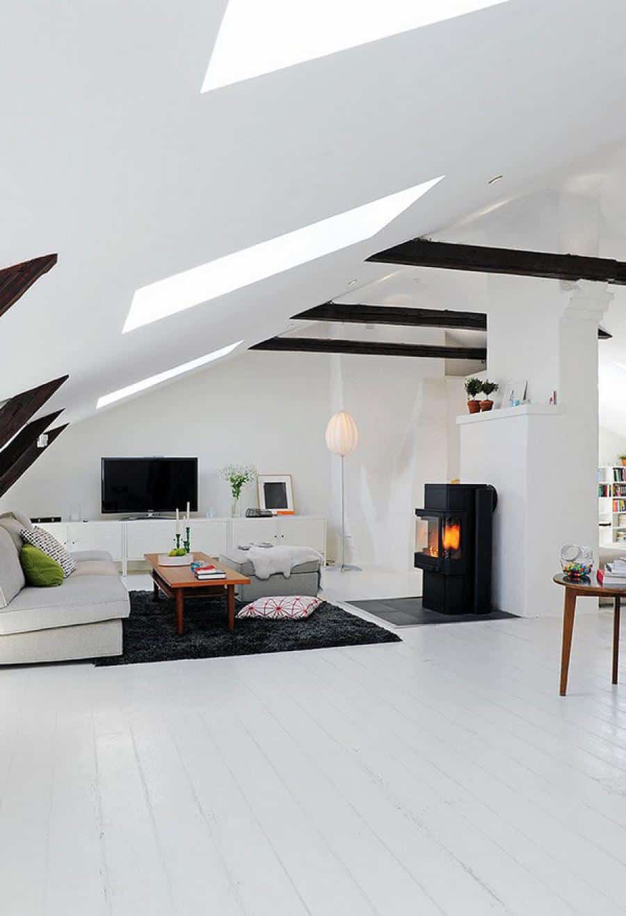 interior large attic bedroom ideas white interior with living room and simple sloping also black white furniture interior design stunning sloping wood roof attic bedroom design