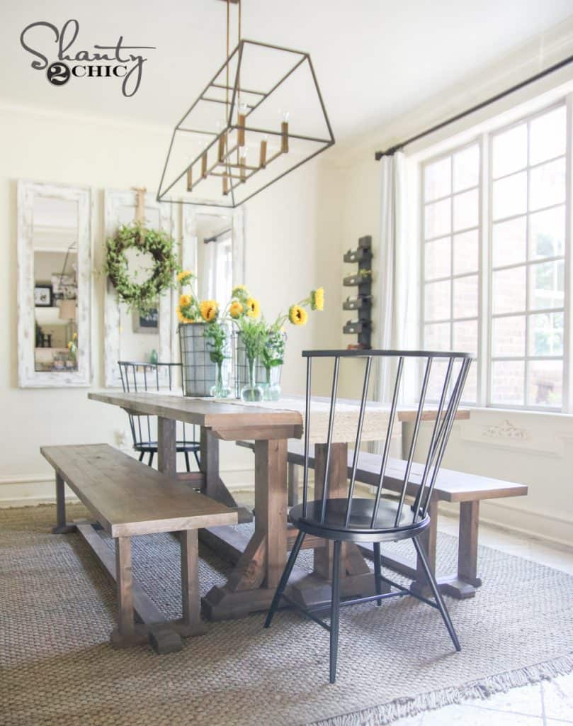 53 Free DIY Farmhouse Table Plans For A Rustic Dinning Room