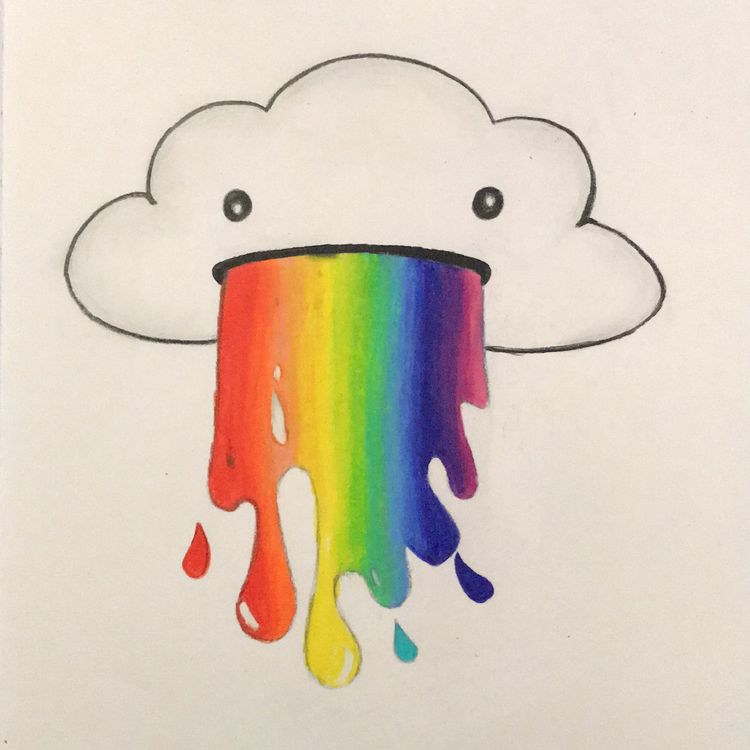 82. DRAW A CLOUD PUKING RAINBOWS