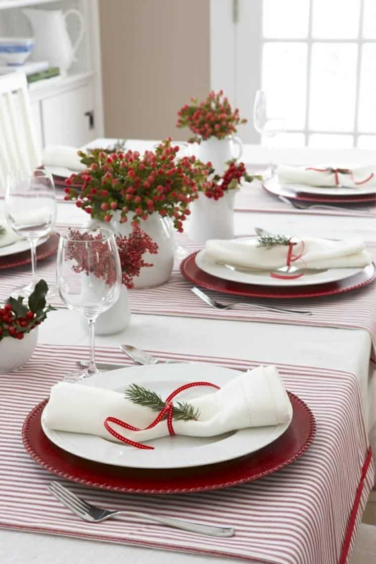 red white decorations christmas table vases white ideas